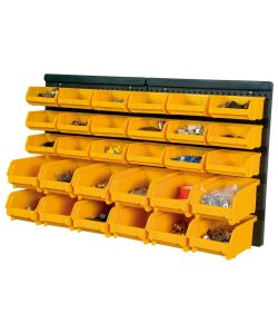 Kit Contenitori 32 pz con Pannelli a Parete Giallo e Nero