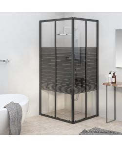Box Doccia a Righe ESG 80x70x180 cm Nero