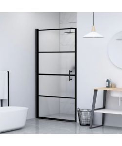 Parete Doccia 81x195cm in Vetro Temperato Semi Smerigliato Nero