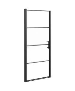 Parete Doccia 91x195 cm Vetro Temperato Semi Smerigliato Nero