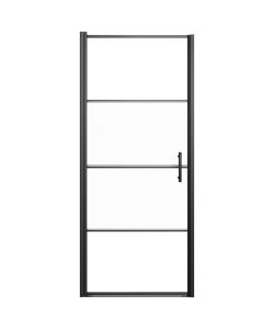 Parete Doccia 91x195 cm Vetro Temperato Semi Smerigliato Nero