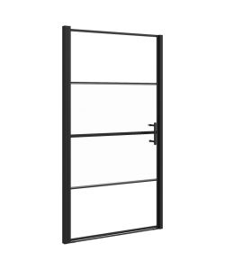 Parete Doccia 100x178 cm Vetro Temperato Semi Smerigliato Nero