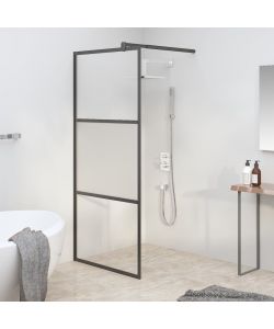 Parete Doccia Walk in 90x195 cm Vetro Semi Smerigliato ESG Nero