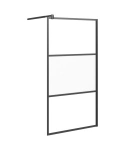 Parete Doccia Walk in 100x195cm Vetro Semi Smerigliato ESG Nero