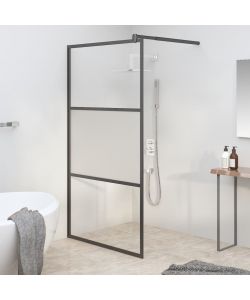 Parete Doccia Walk in 100x195cm Vetro Semi Smerigliato ESG Nero