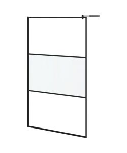 Parete Doccia Walk in 115x195cm Vetro Semi Smerigliato ESG Nero