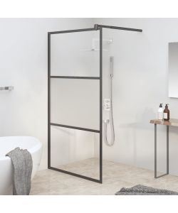 Parete Doccia Walk in 115x195cm Vetro Semi Smerigliato ESG Nero