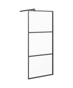 Parete Doccia Walk in 90x195 cm in Vetro Smerigliato ESG Nero