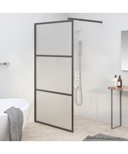 Parete Doccia Walk in 100x195 cm in Vetro Smerigliato ESG Nero