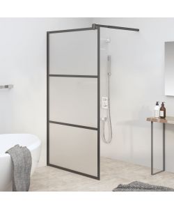 Parete Doccia Walk in 115x195 cm in Vetro Smerigliato ESG Nero
