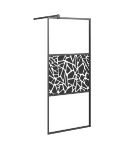 Parete Doccia Walk in 90x195cm Vetro ESG con Design Pietre Nero