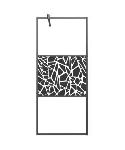 Parete Doccia Walk in 90x195cm Vetro ESG con Design Pietre Nero