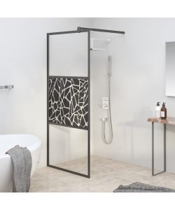 Parete Doccia Walk in 90x195cm Vetro ESG con Design Pietre Nero