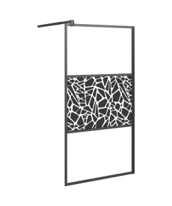 Parete Doccia Walk in 100x195 cm Vetro ESG Design Pietre Nero
