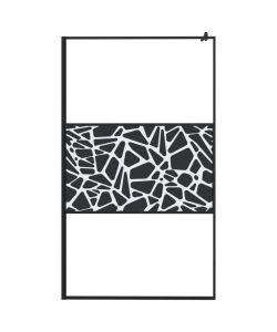 Parete Doccia Walk in 115x195 cm Vetro ESG e Design Pietre Nero