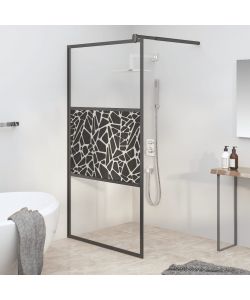 Parete Doccia Walk in 115x195 cm Vetro ESG e Design Pietre Nero