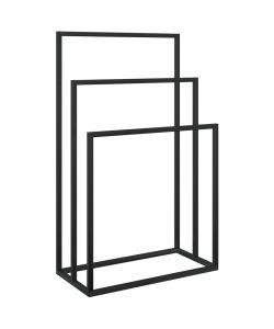 Portasciugamani da Pavimento Nero 48x24x79cm in Ferro