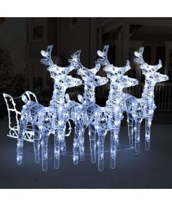 Decorazione Natalizia Renne e Slitta 240 LED Acrilico