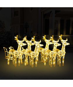 Decorazione Natalizia Renne e Slitta 320 LED Acrilico