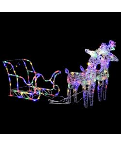Decorazione Natalizia Renne e Slitta 320 LED Acrilico