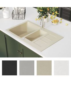 Lavello Doppio da Cucina Beige in Granito