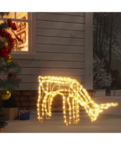 Figura Renna Natalizia Pieghevole con 144 LED Bianco Caldo