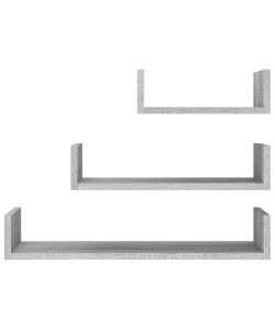 Mensole Espositive a Parete 3pz Grigio Sonoma Legno Multistrato