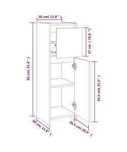 Armadietto Bagno Grigio Sonoma 30x30x95 cm in Legno Multistrato