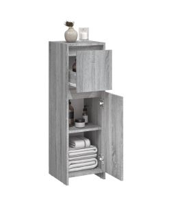 Armadietto Bagno Grigio Sonoma 30x30x95 cm in Legno Multistrato