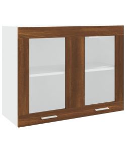vidaXL Armadietto Pensile Vetro Rovere Marrone 80x31x60 cm - Pensili da Cucina