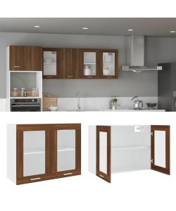 vidaXL Armadietto Pensile Vetro Rovere Marrone 80x31x60 cm - Pensili da Cucina