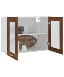 vidaXL Armadietto Pensile Vetro Rovere Marrone 80x31x60 cm - Pensili da Cucina
