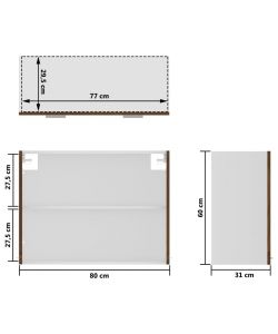 vidaXL Armadietto Pensile Vetro Rovere Marrone 80x31x60 cm - Pensili da Cucina