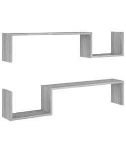 Scaffali da Parete 2 pz Grigio Sonoma 100x15x20 cm Multistrato