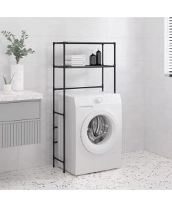 Rastrelliera per Lavatrice a 2 Livelli Nera 69x28x143 cm Ferro