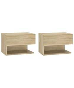 vidaXL Comodini a Muro 2 pz Rovere Sonoma in Legno Multistrato - 46x29,5x30 cm - Soluzione Salvaspazio