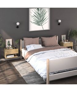 vidaXL Comodini a Muro 2 pz Rovere Sonoma in Legno Multistrato - 46x29,5x30 cm - Soluzione Salvaspazio