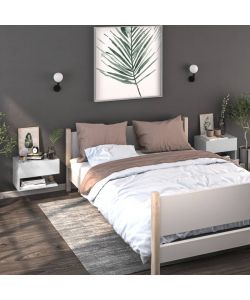 vidaXL Comodini da Parete 2 pz Bianco Lucido in Legno Multistrato - Soluzione Salvaspazio - Dimensioni 46x29,5x30 cm