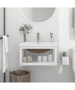 Telaio per Lavabo da Bagno con Lavabo Integrato Bianco in Ferro