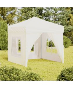 Tenda per Feste Pieghevole con Pareti Laterali Crema 2x2 m