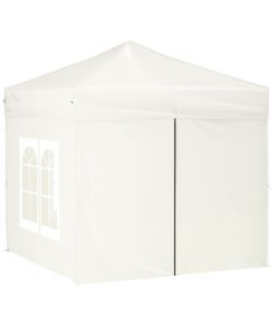 Tenda per Feste Pieghevole con Pareti Laterali Crema 2x2 m