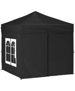 Tenda per Feste Pieghevole con Pareti Laterali Nero 2x2 m