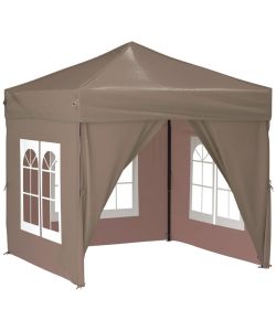 Tenda per Feste Pieghevole con Pareti Laterali Tortora 2x2 m