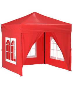 Tenda per Feste Pieghevole con Pareti Laterali Rosso 2x2 m