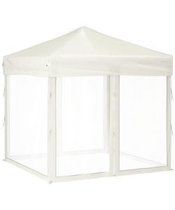 Tenda per Feste Pieghevole con Pareti Laterali Crema 2x2 m