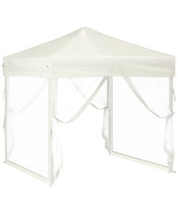 Tenda per Feste Pieghevole con Pareti Laterali Crema 2x2 m