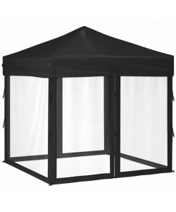 Tenda per Feste Pieghevole con Pareti Laterali Nero 2x2 m