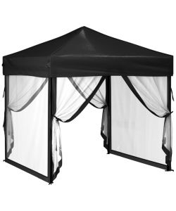 Tenda per Feste Pieghevole con Pareti Laterali Nero 2x2 m