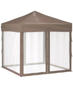 Tenda per Feste Pieghevole con Pareti Laterali Tortora 2x2 m