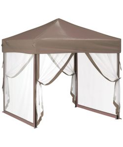 Tenda per Feste Pieghevole con Pareti Laterali Tortora 2x2 m